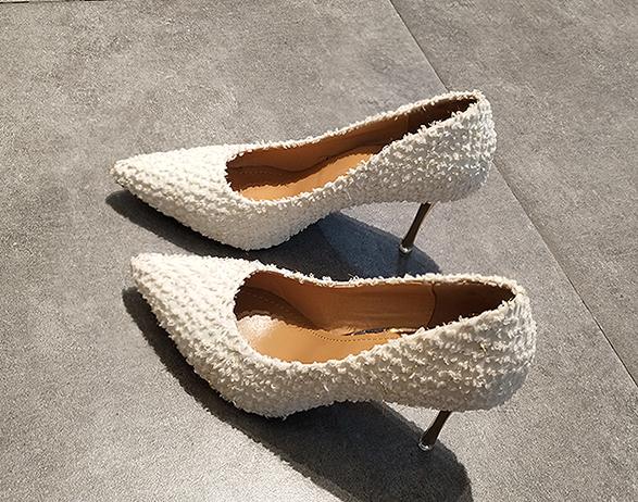 

2020 Women's shoes in Spring and Autumn with New style High heel fine heel pointed end Suede@B125, Black