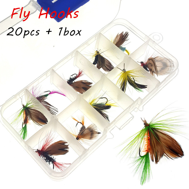 

20pcs/1box Simulation Butterfly Fly Hook High Carbon Steel Fishing Hooks SF_7