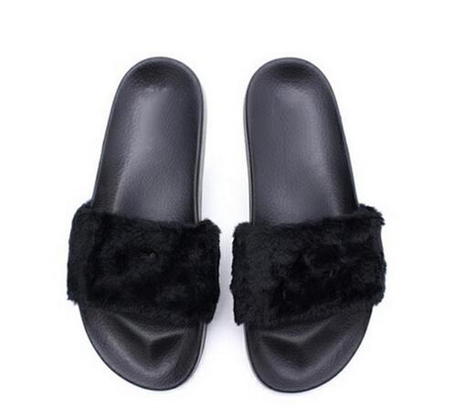 

Women Slippers Leadcat Fenty Rihanna Shoes Indoor Sandals Girls Fashion Scuffs Pink Black White Grey Fur Slides Without Box High Quality