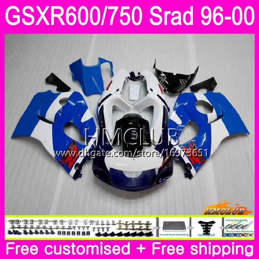 

Body White Blue For SUZUKI SRAD GSXR 750 600 1996 1997 1998 1999 2000 Kit 1HM.22 GSX-R750 GSXR-600 GSXR750 GSXR600 96 97 98 99 00 Fairing, No. 1