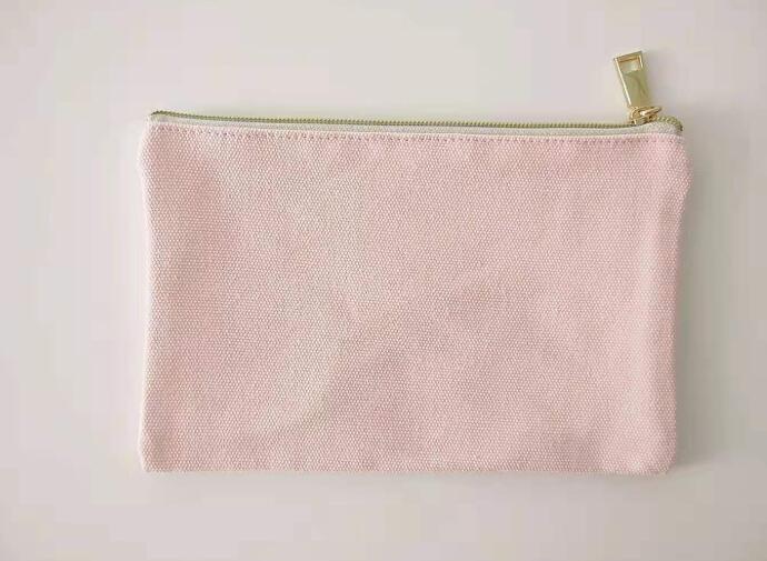 

10pcs 16oz cotton canvas cosmetic bag with gold metal zip blank makeup bags size=22*15cm, Dark grey