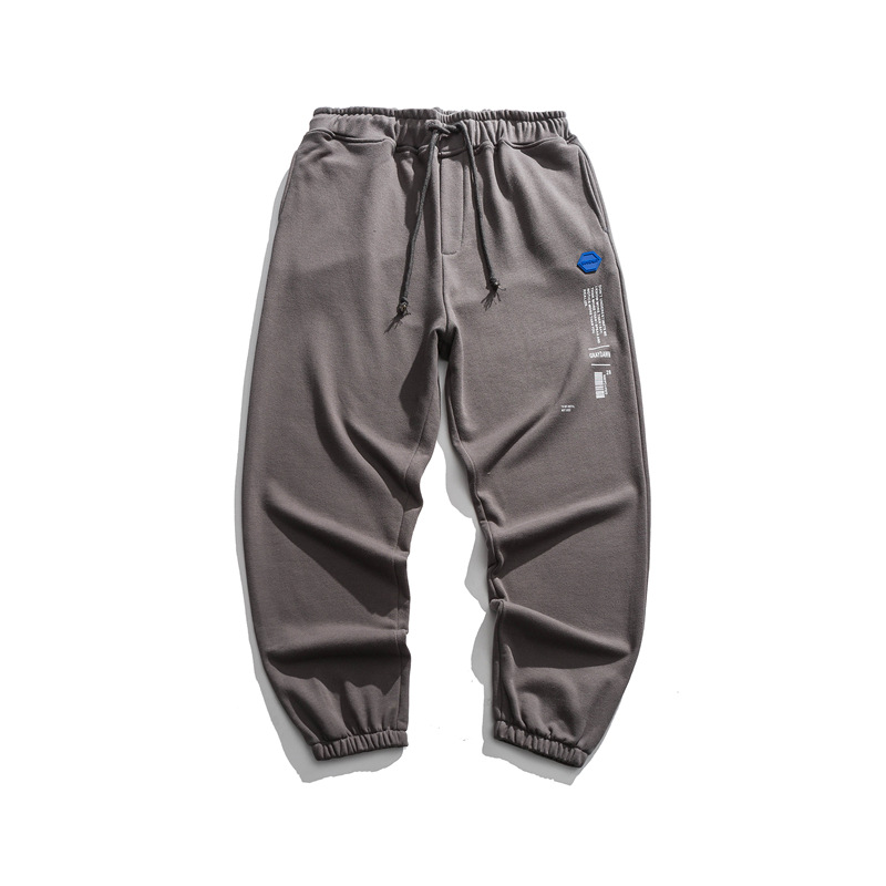 

EWQ / men's wear autumn trouers for male 2020 new fashion drawstring waist overalls all-match casual pants loose patch 9Y3076, Light gray