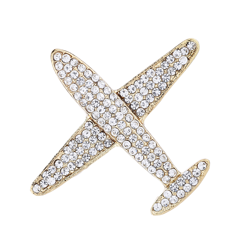 

Elegant Airplane Lapel Pin Crystal Rhinestone Brooch Pin for His Hers Shirt Suit Decoration