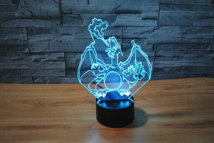 

7 colors changing Anime 3D Led Lamp Cute Charizard Touch Night light Lamp