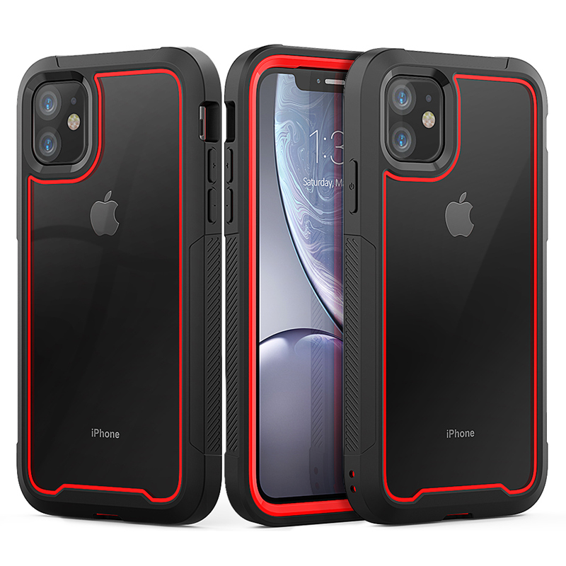 

Shockproof Armor New Phone Case For iPhone 11 Transparent hybrid TPU Cover For iPhone XR XS MAX 11 Pro Max XS 8 7Plus Clear Case, Dark green