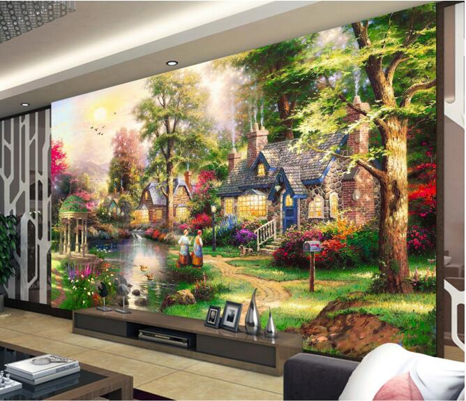 

3d wall paper for living room custom photo European villa country river oil painting landscape room 3d wall murals wallpaper for walls 3 d, Non-woven wallpaper