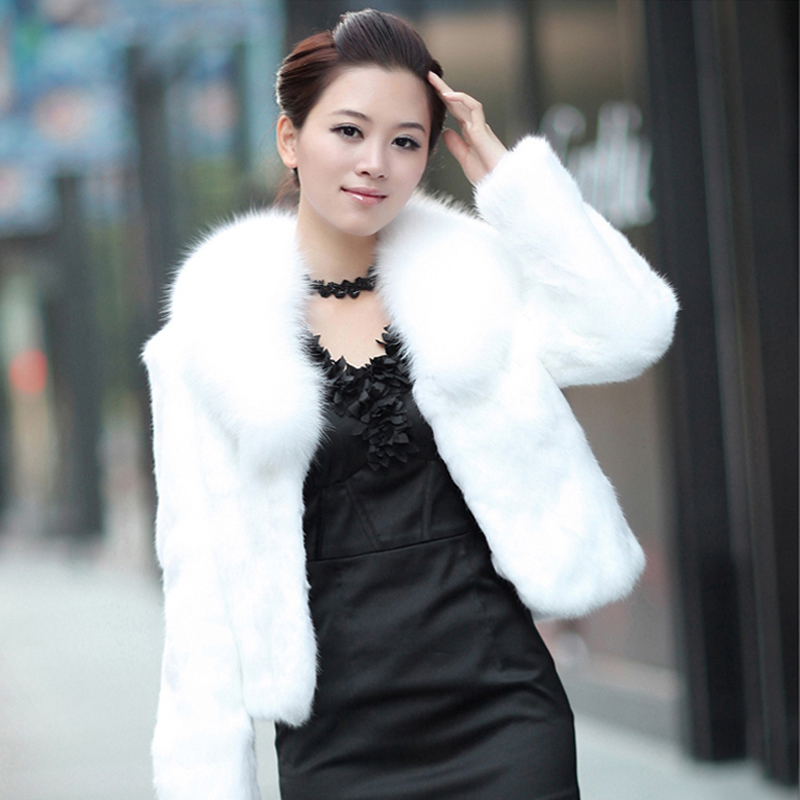

2020 autumn and winter new Haining short solid color fur fur coat slim slim long-sleeved collar coat Fashion, White