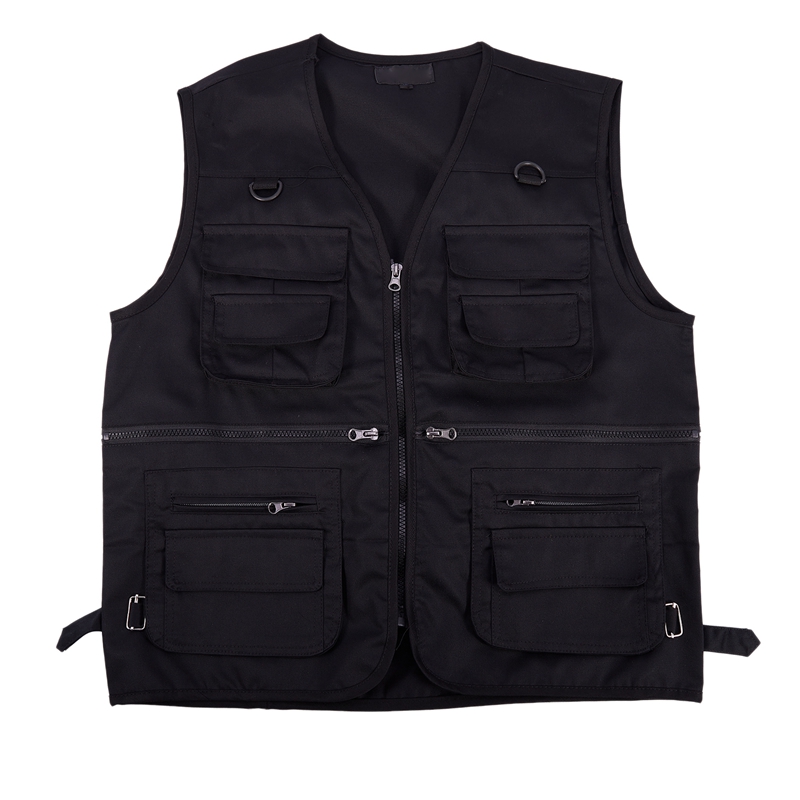 Gilet de pêche pour homme avec fermeture éclair multi-poches pour photographie/chasse/voyage sport de plein air