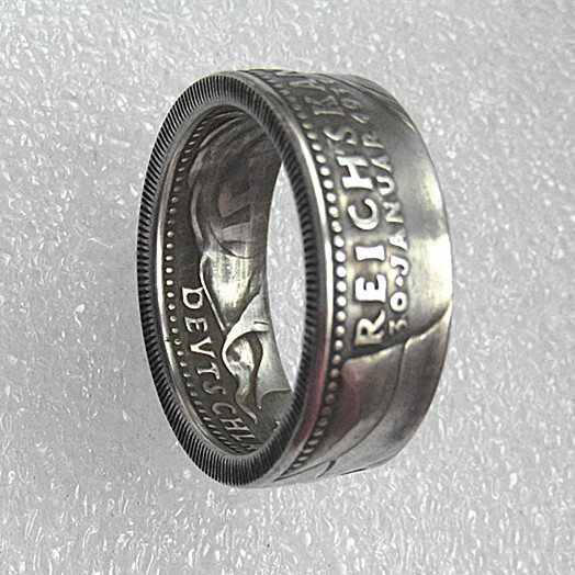 

Coin Ring Handcraft Rings Vintage Handmade from Germany 5 Mark '1933' Coins Silver Plated US Size 8-16#