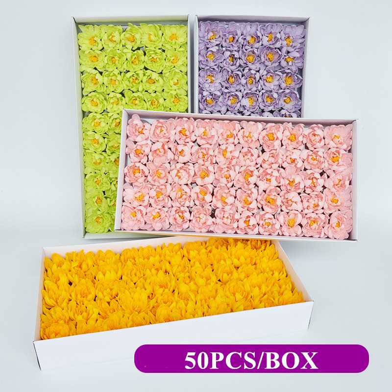 

50Pcs/Set Artificial Flowers Asters Soap Flower Head Romantic Wedding Valentine's Gift Wedding Banquet Home Decoration, Pink