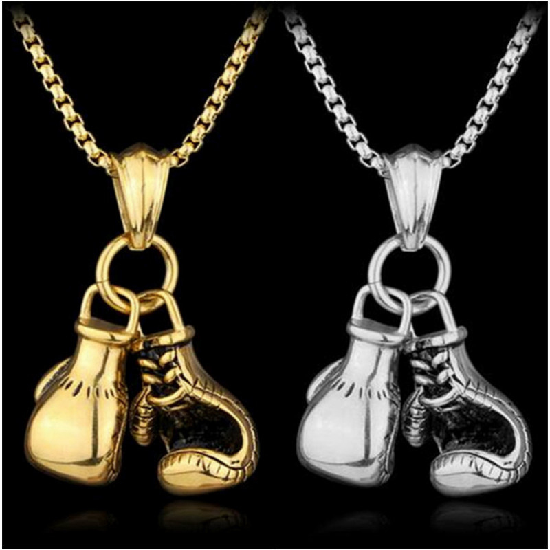 Punk Style Fashion Boxing Gloves Pendant Necklace Personalized Steampunk Unisex Hip Hop Gold Silver Necklace Women Men Jewelry-image-502635200