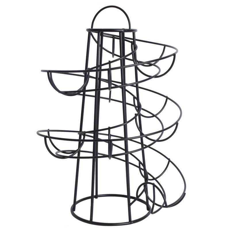 

Modern Spiraling Design Metal Free Standing Egg Skelter/Dispenser Rack (Black