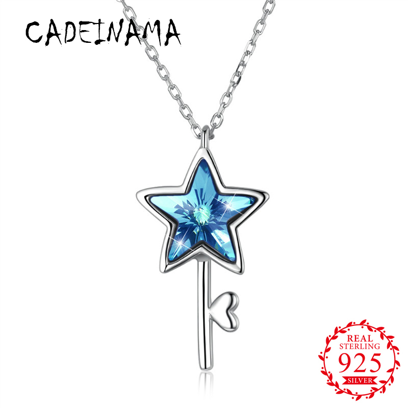 

Lockets CADEINAMA Star Austrian Crystal Pendant Necklace Fashion 100% 925 Sterling Silver Charms Choker Neckalce Girl Women Jewelry Gift