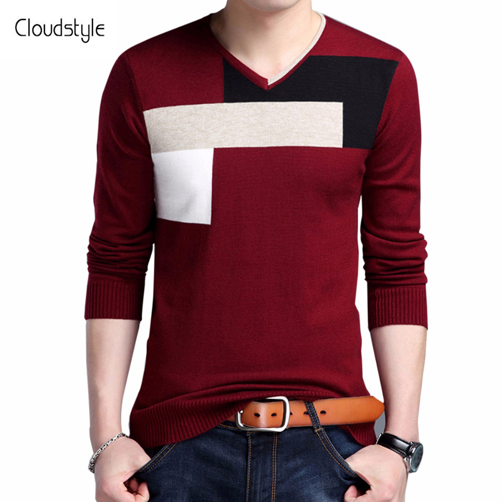 

Cloudstyle 2018 New Arrival Sweaters Men 2018 Fashion High Quality Sweaters Thicker V-Neck Slim Fit Male Hand Knitted Pullovers, 03