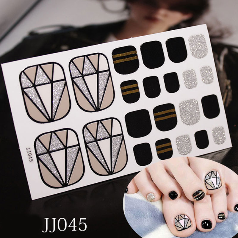 

22Tips/Set Toenail Sticker Eco-Friendly Glitter Nails Tip Decorations Fresh Style Paste on Toenails DIY Nail Art Decoration Tool, Jj065