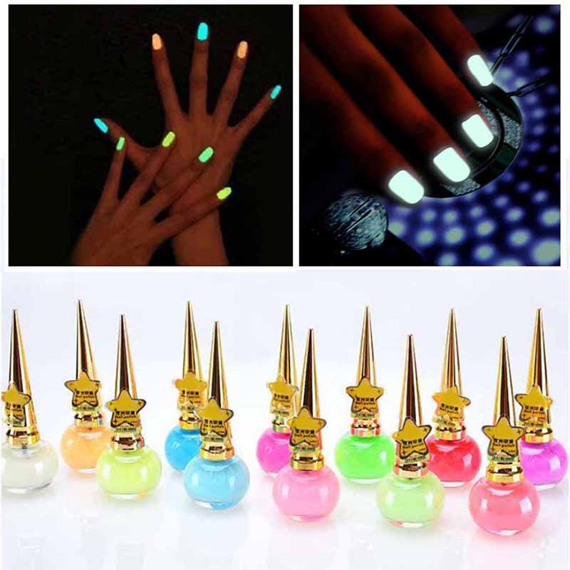 

12 colors 14ML Fashion Nail Polish Non-toxic Fluorescent Neon Luminous Gel Nail Polish for Glow in Dark for Women