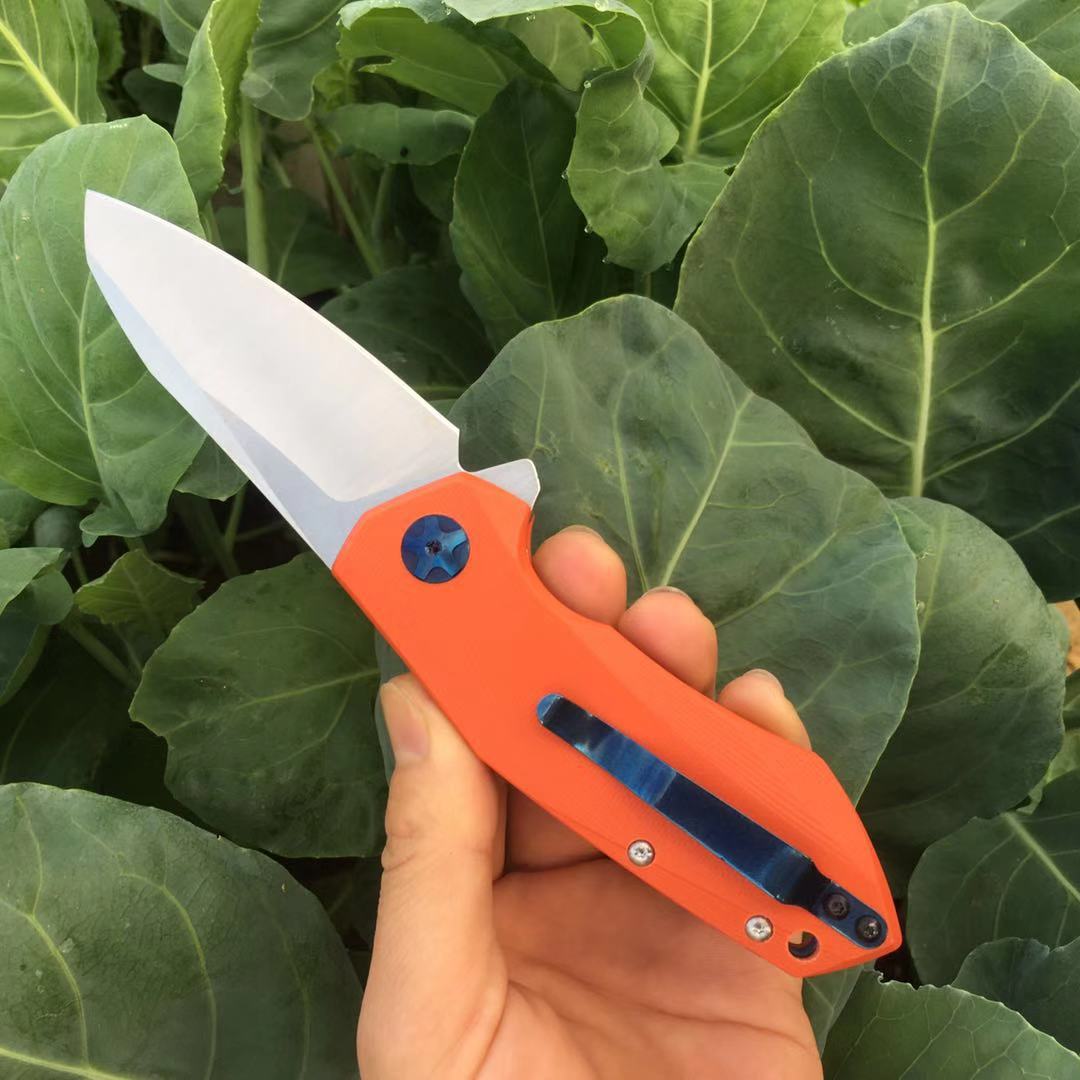 

Tactical Drop Point Folding Tactical Survival Knife Orange G10 Handle 5CR14 Steel Blade Outdoor Camping EDC Pocket Knife with Ball Bearing