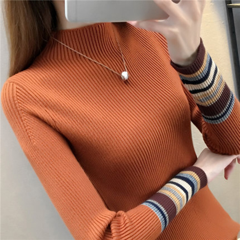 

Jberss Korean Fashion Knitted Turtleneck Sweater Women Pullover Autumn Winter Pullover Women Sweaters Jumper Tops pull femme, White