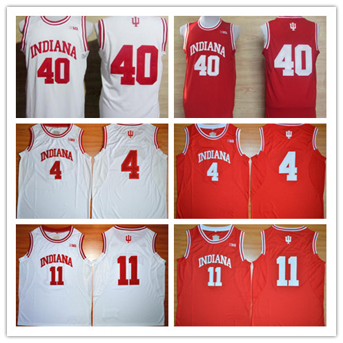 

NCAA University Indiana Hoosiers Victor Oladipo Thomas Victor Isiah Cody Zeller 40 Red White Stitched College Basketball Jerseys, #40 (no name) red
