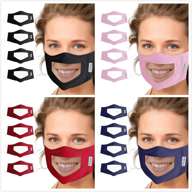 

PET Lip Mask Anti-fog Transparent Face Masks Camouflage Cotton Mask Deaf Mute Designer Masks Soft Anti Dust Mouth Cover 8 Style
