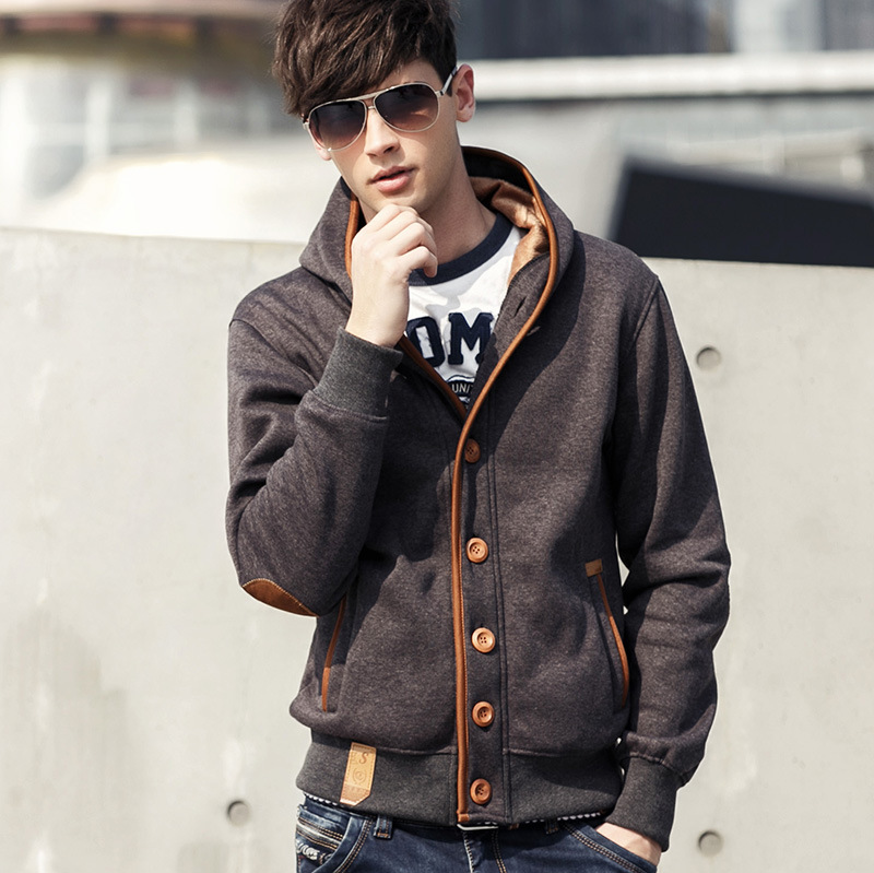 

Men's Hoodie Men's Solid Color Coat European and American College Style Daily, Black