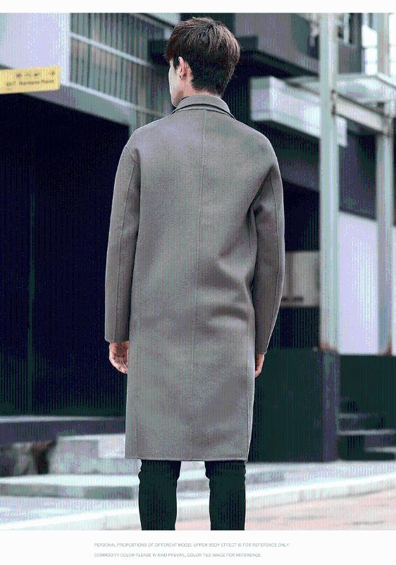 

New Men's Jacket Men Overcoat Wool Coat Male Double Breasted Long Windbreaker Tops Casaco Masculino LX2373, Black