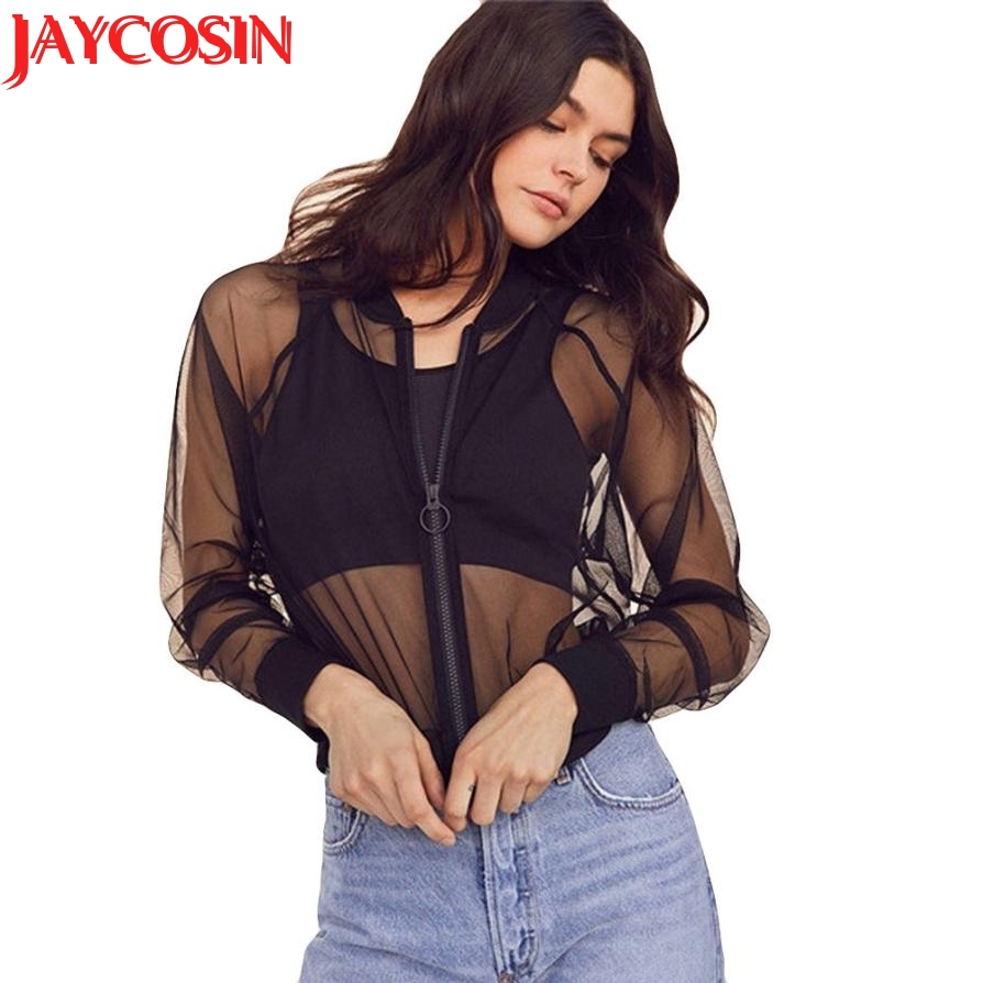 

Fashion Womens Sexy Mesh Perspective V-Neck Long Sleeve T-Shirt Top Dropshipping women t-shirt 40#, As pic