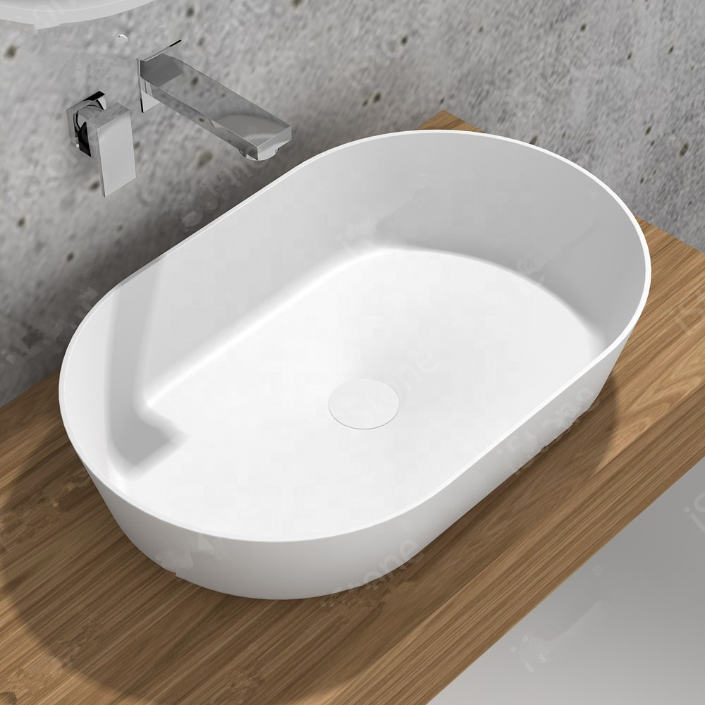 650mm Bathroom Rectangular Countertop Wash Sink Fashionable Cloakroom Corian Vanity Wash Basin Solid Surface Resin Lavabo RS38541-image-488695064