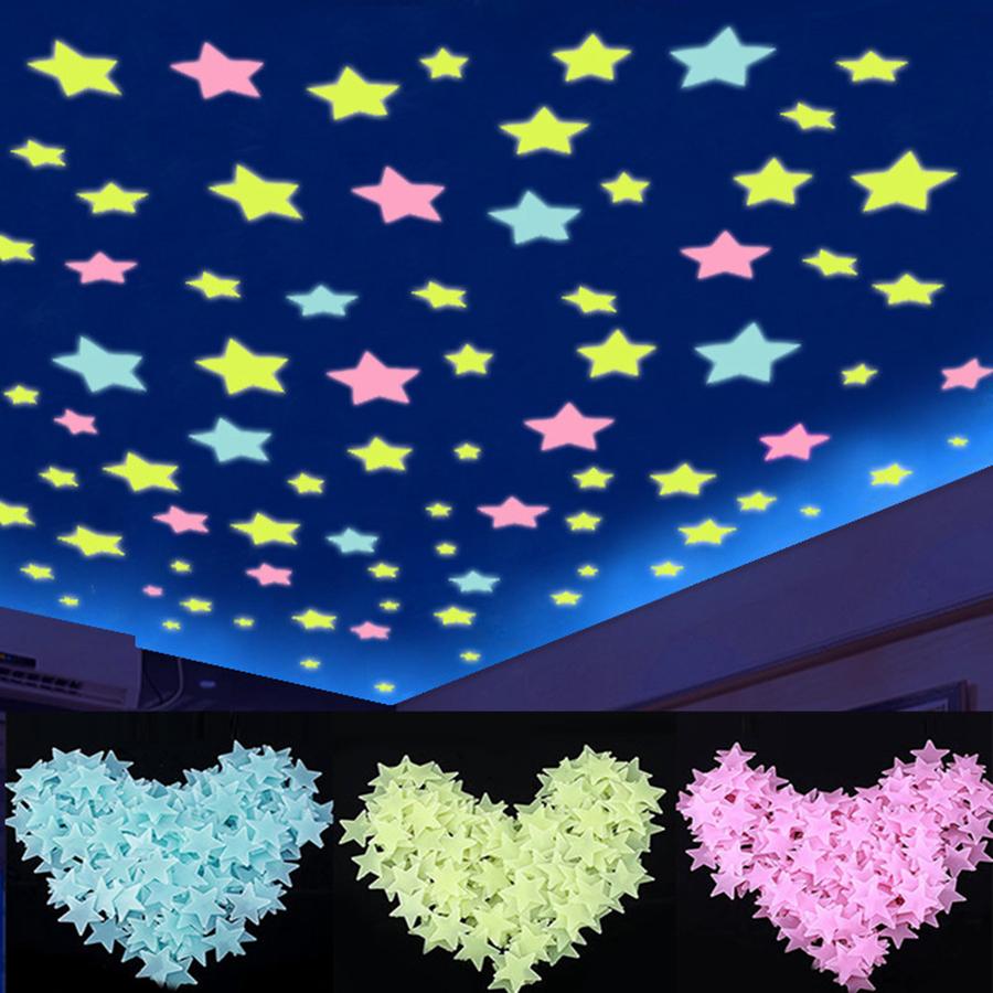 

Luminous Star Stickers 3cm Glow in the Dark Bedroom Sofa Fluorescent PVC Wall Stickers 100pcs/pack OOA8134