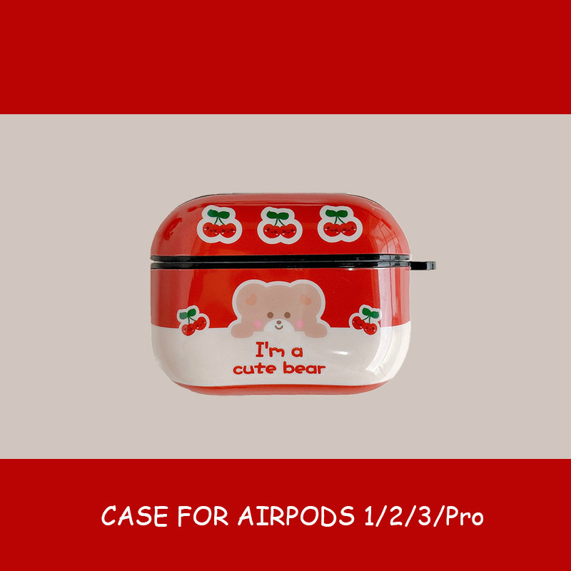 

For airpods case airpods pro 2 1 Case Red cherry bear earphone charging case for apple airpods wireless bluetooth headset pouch cover airpod