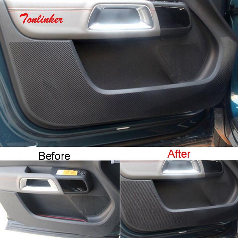 

Tonlinker Interior Car Door Anti-dirty Pad Cover sticker for C5 Aircross 2017-19 Car Styling 4 PCS Carbon Cover sticker