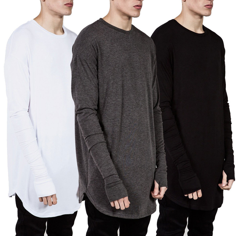 hip hop streetwear thumb hole man tshirt fashion t shirt men autumn long sleeve oversize design hold hand tshirts