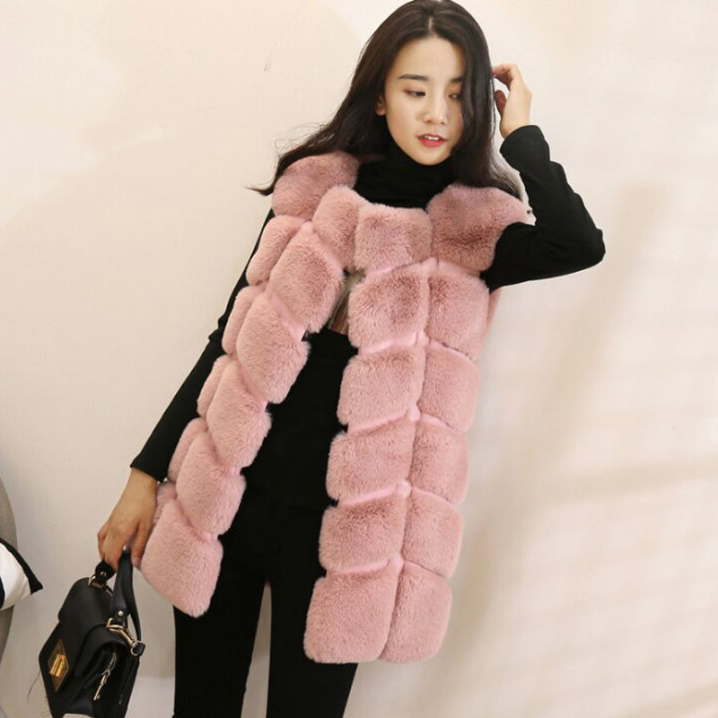 

High quality Fur Vest coat Faux Warm Women Coat Vests Winter Fashion furs Women's Coats Jacket Gilet Veste 4XL, Grey