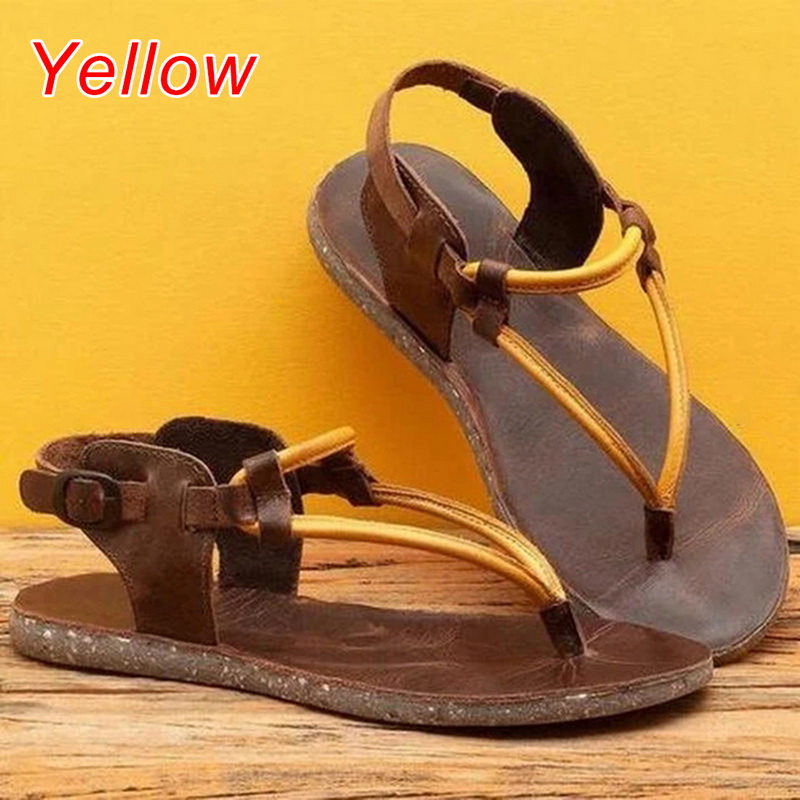 

Sandals Women PU Flip Flops Casual Shoes Woman Beading Bukle Strap Sandale Femme Fashion Flats, Yellow