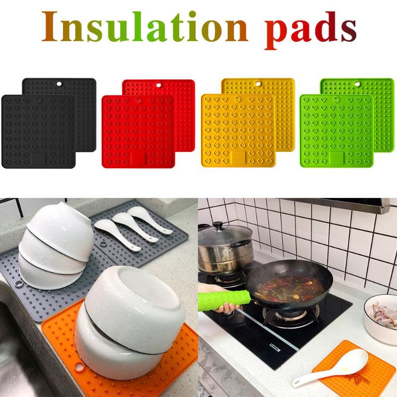 1PC Pot Holder Hot Pad Cuisine Tapis Silicone Résistant à La Chaleur Sous-Plats Casseroles plateaux Q