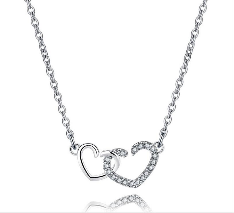 

High Quality Austrian Crystal Diamond Love Heart Pendant Statement Necklace Fashion Class Women Girls Lady Elements Necklace Jewelry