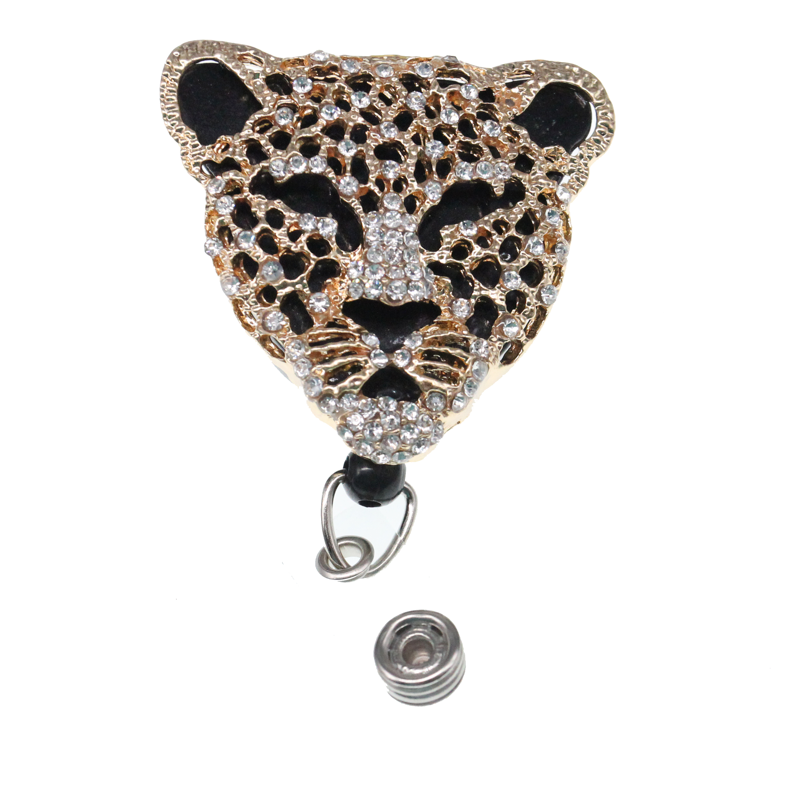 10PCS/ Custom Bling Key Rings Crystal Rhinestone Animal Tiger Shape Christmas Retractable ID Name Badge Reel Holder For Nurse Student Teacher Sta-image-515756795