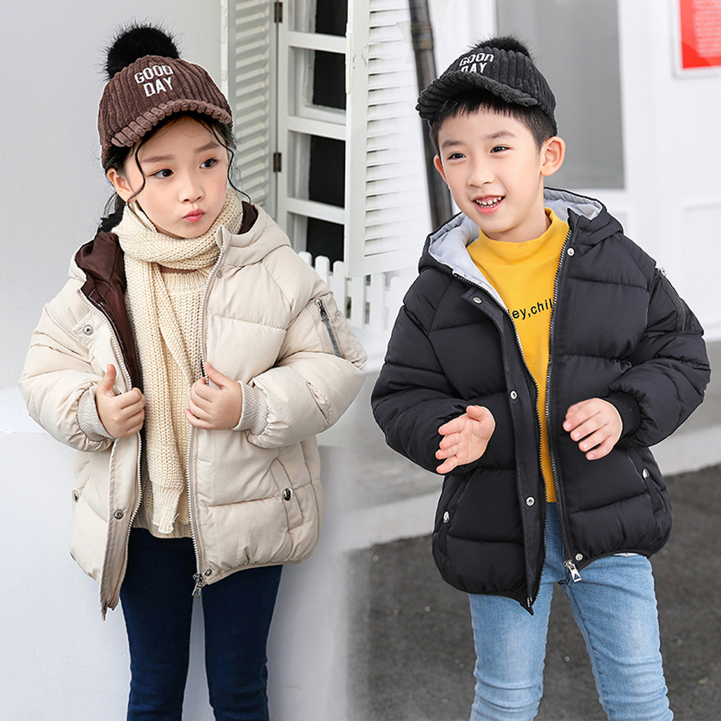 

Baby Boys Jacket Winter Jacket For Girls Coat kids Warm Hooded Solid Letter windproof Jackets Children Clothes, Beige