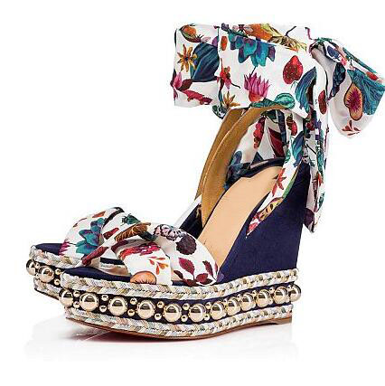 Hot Summer Vente Sandal Ladies Red Wedges Bas Sandales Levantinana femmes chaussures Sexy Ladies boucle cheville robe de mariée avec la boîte
