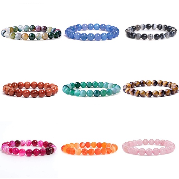 

8MM Gemstone Round Beads Yoga Healing Crystal Stretch Bracelet Natural Stone Unisex Jewelry Friend Gift Jewlerry