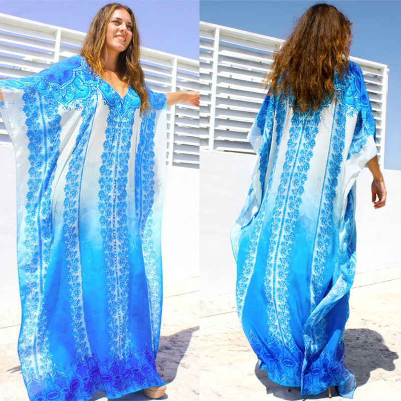 

Woman Beach Dresses 2019 Coverups For Women Women's Outings With Free Shipping Cover Up New Summer Rayon Print Sun Suit One