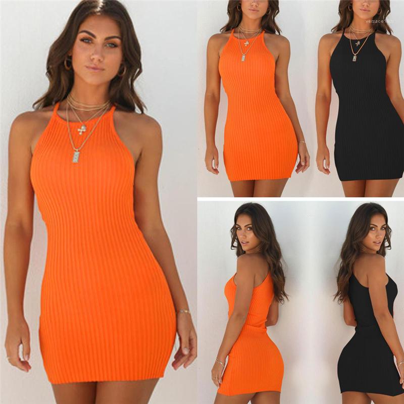 

SunDress 5 Color Female Vestidos Orange Womens Ladies Dresses Sexy Summer Sleeveless Tank Slim Mini Short Knitted Bodycon