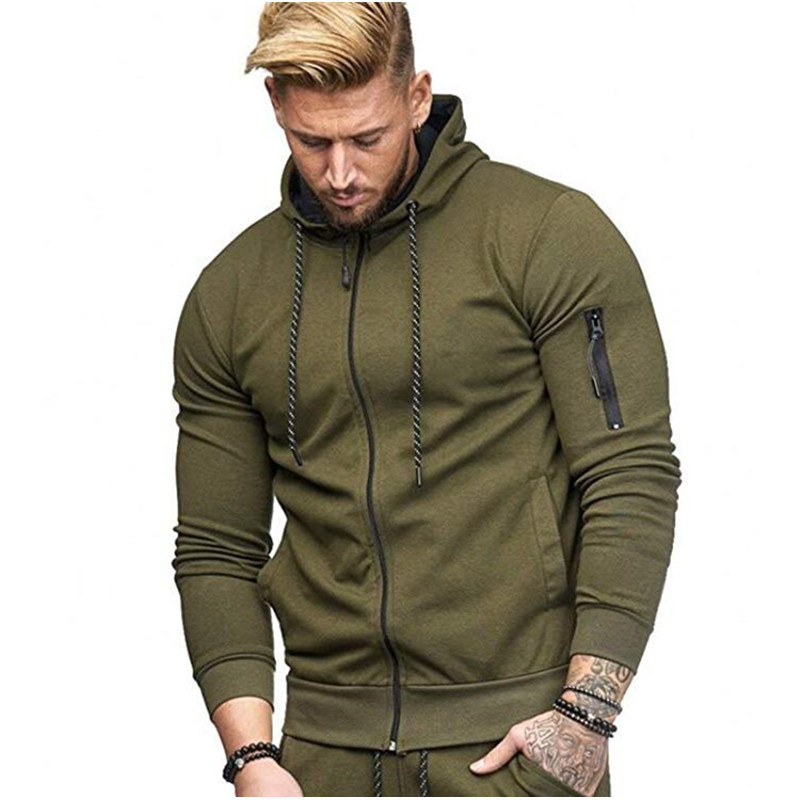 

QNPQYX new autumn Male Hoodies zipper Jackets Men Beitrical Long Section Hip Hop Coat Hoodies Sweatshirt Men's hooded sweatshirt wholesale, Army green