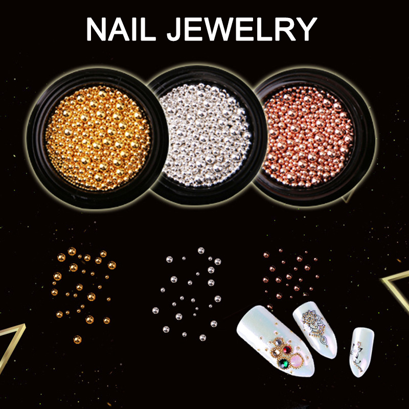 

Wholesale Nail Art Decoration Metal Beads Golden Silver DIY 3D Nail Art Tools Women Nails Decors M3