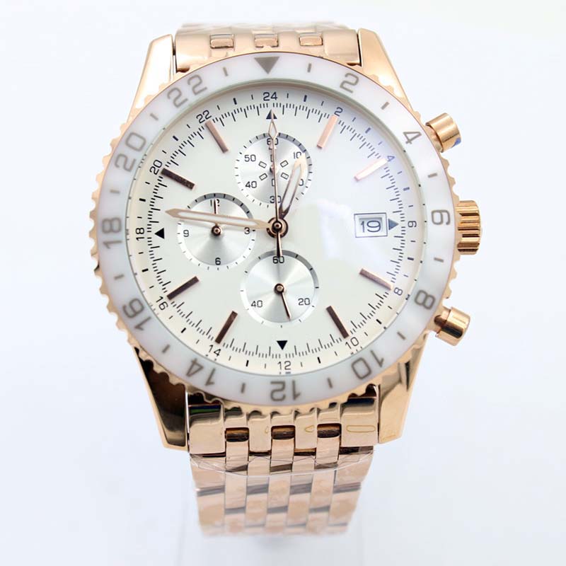 

Hot Men's Rose Gold stainless steel ashion 46mm Ceramics Quartz Chronograph Aviation Flight Chronograph Series Y2431012.BE10.443A, Black