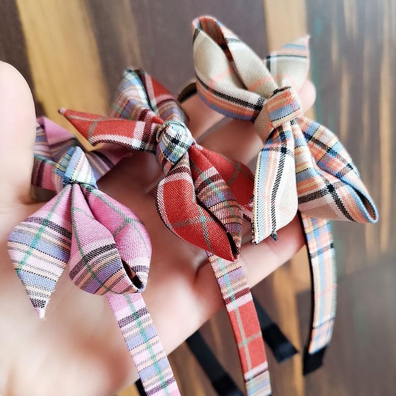 

Fashion girl British plaid headband hairband hair accessories children cute sweet bow hair accessories hairpin, C4