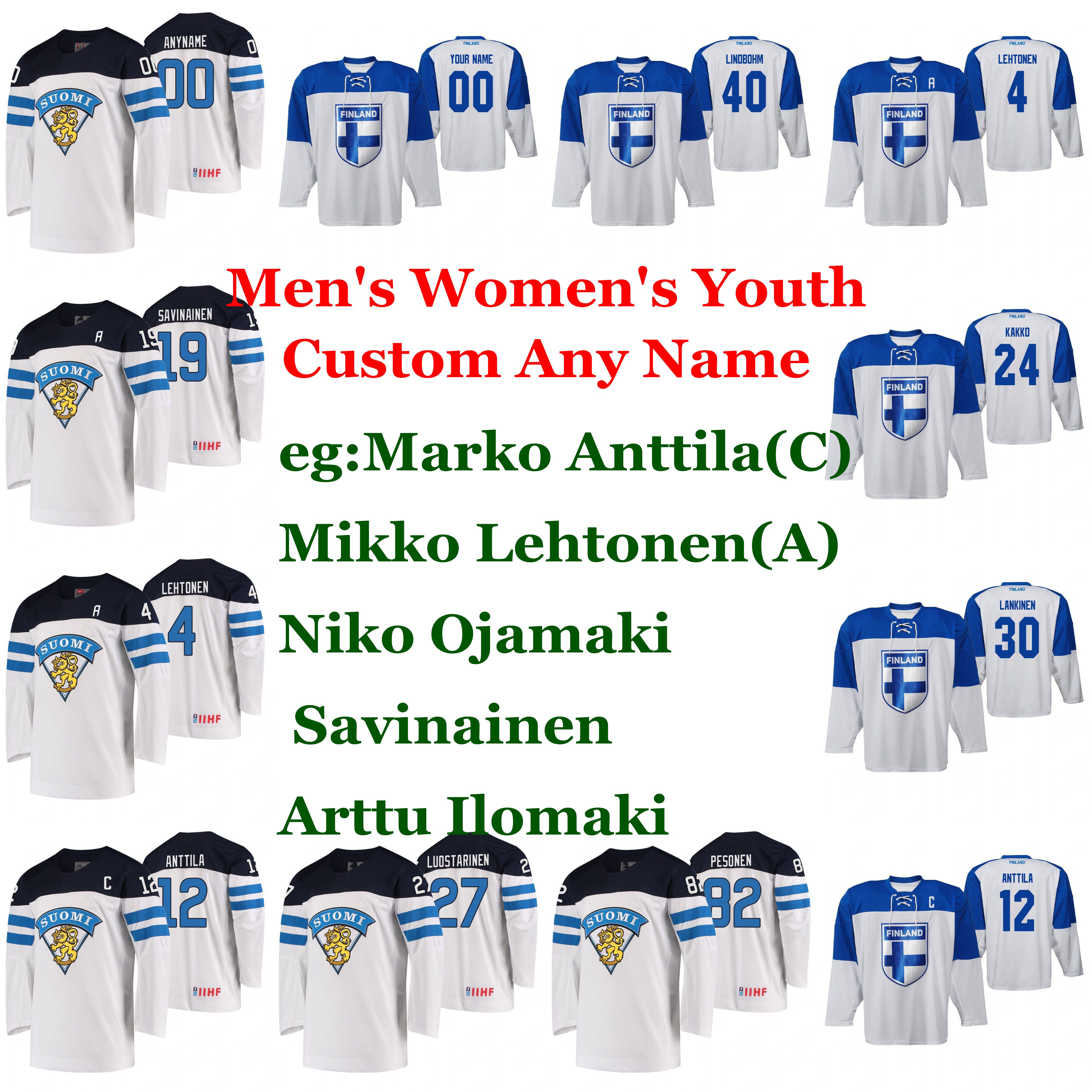 

Finland 2019 IIHF World Championship Hockey Jerseys Marko Anttila Jersey Mikko Lehtonen Niko Ojamaki Savinainen Arttu Ilomaki Custom Stitche, Youth white