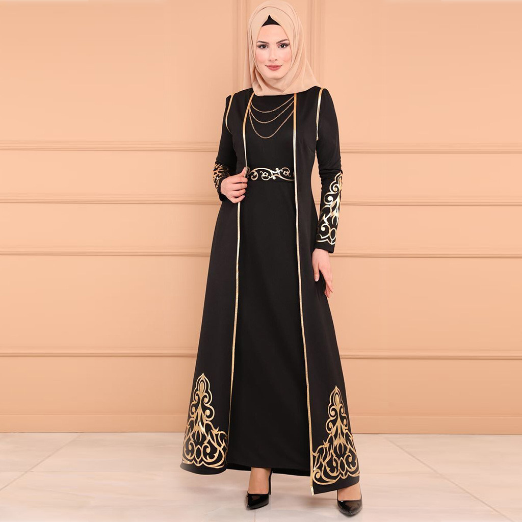

long abaya dress Casual Muslim dress women Muslim 2 PC and Robe Kaftan Abaya Slim Party Dresses Y525