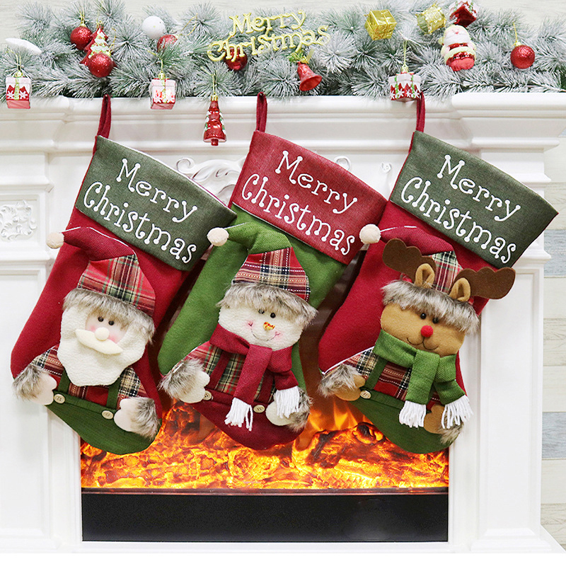 

Christmas Stocking Xmas Stock Large Candy Bag Fireplace Cloth Hanging Delicate