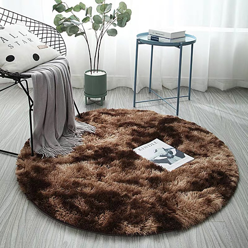 

Round Floor Mats Grey Brown Carpet Tie Dyeing Plush Soft Carpets Bedroom Water Absorption Carpet Rugs For Living Room Bedroom, Gray purple